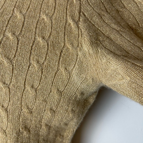 Vintage J. Crew Gold Sparkle Cable Knit Sweater 2000s small - Picture 8 of 10